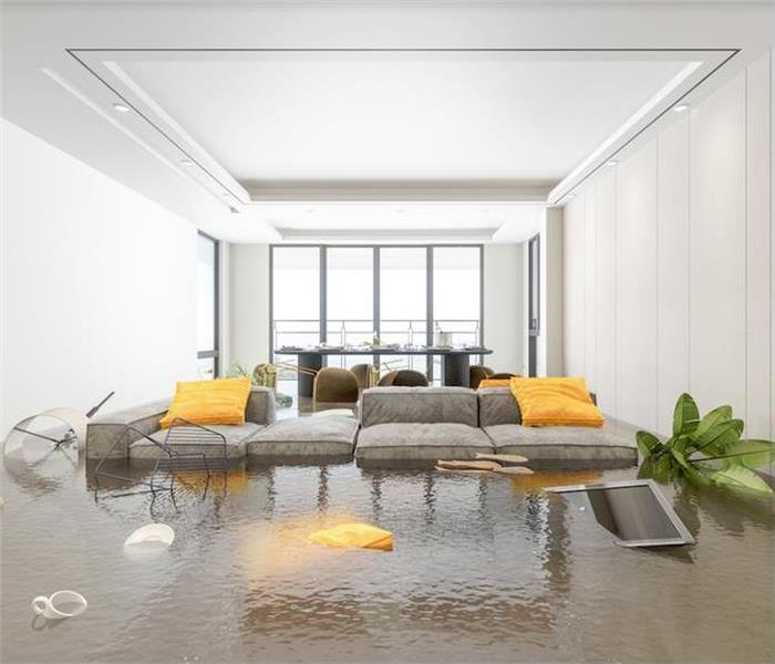 Flooded living room